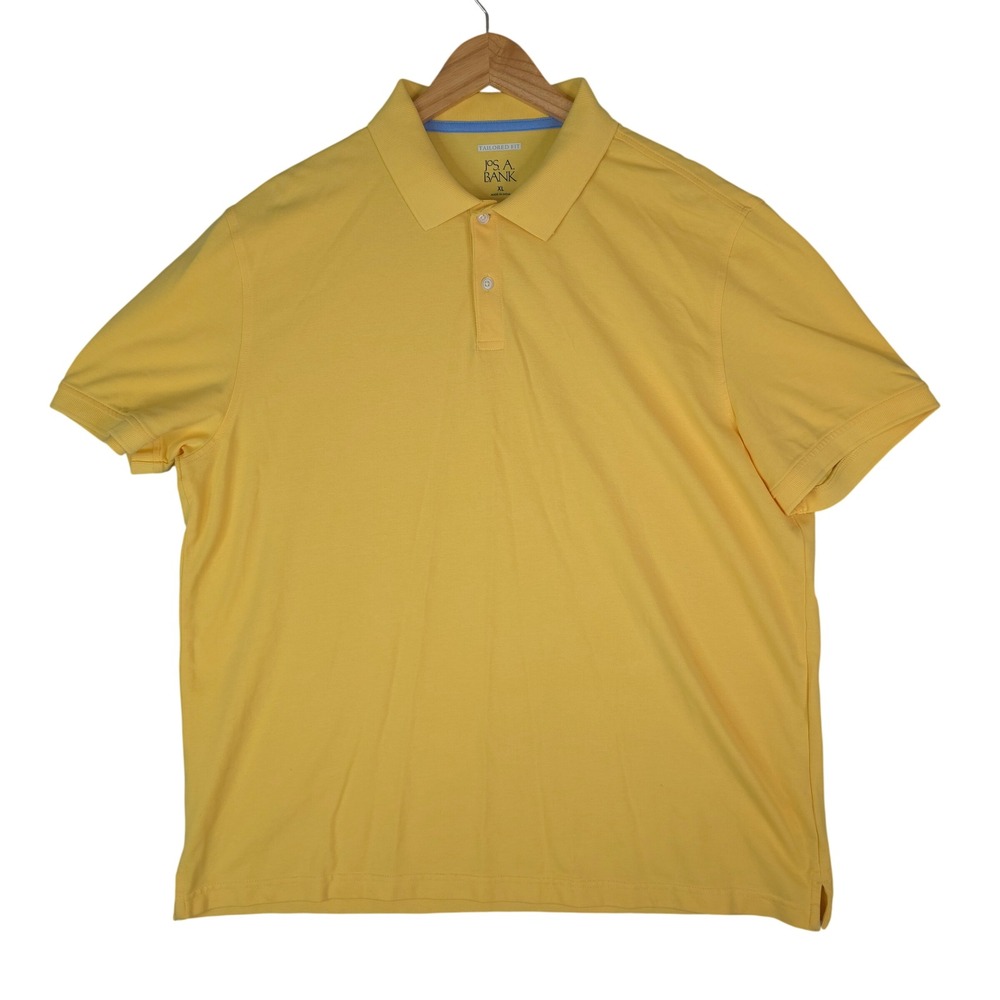 Jos A Bank‎ Polo Shirt Mens XL Yellow Tailored Fit Short Sleeve Cotton Blend